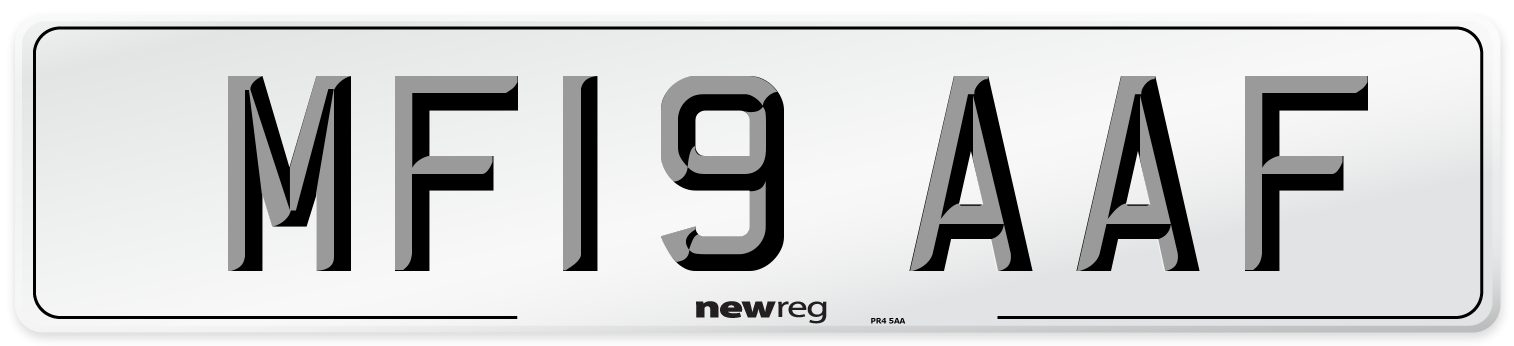 MF19 AAF Number Plate from New Reg